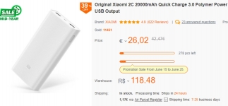 Xiaomi 2C 20000mAh Quick Charge 3.0 Polymer Power Bank 2 Dual USB Output